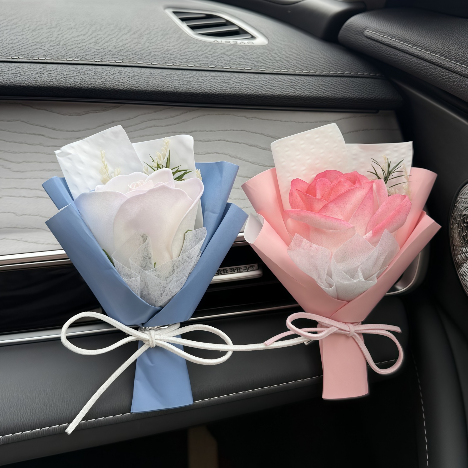 乌梅子酱车载香薰汽车空调出风口香水花束迷你永生香皂玫瑰花装饰