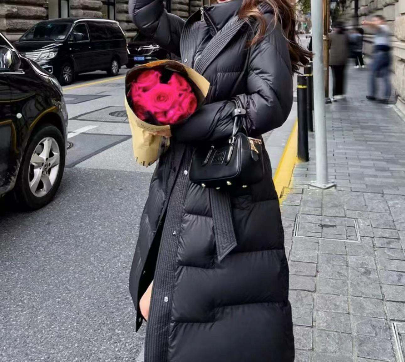 P1015 2025新款冬季时尚中长款收腰修身加厚设计感羽绒服--筱筱2