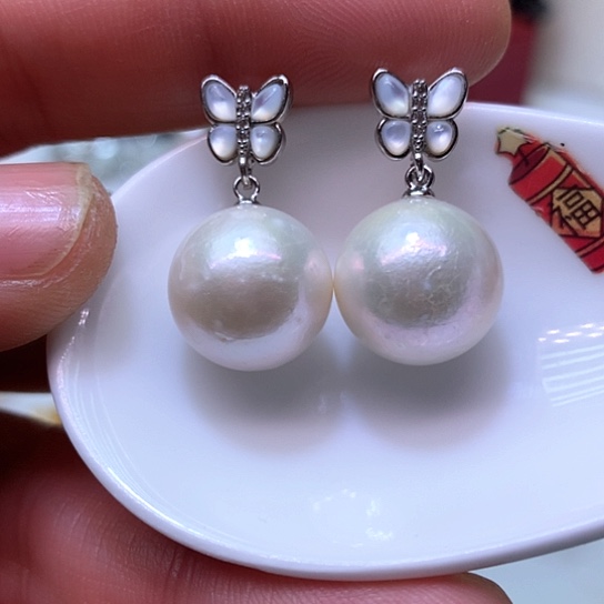 淡水珍珠耳饰银S925镶嵌