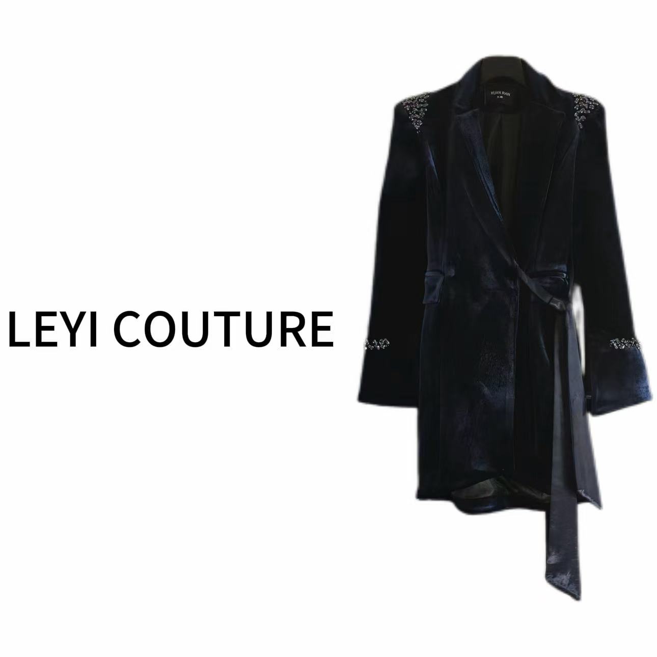 【 LEYI COUTURE】畑畑2025高端气质时尚“黑带”时尚外套 25056