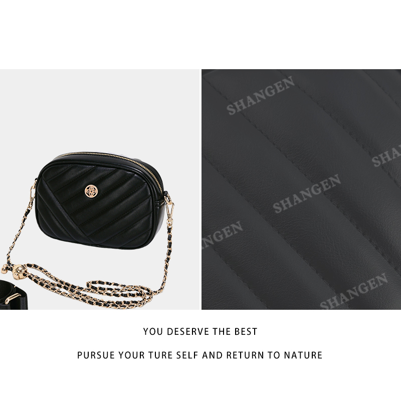 【尚恩CC】GQ-25804-黑色-【未赠送礼盒】轻奢时尚女士新款单肩斜挎包