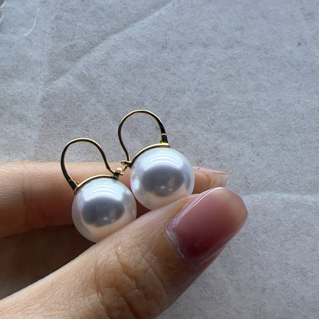 淡水珍珠耳饰18K金镶嵌