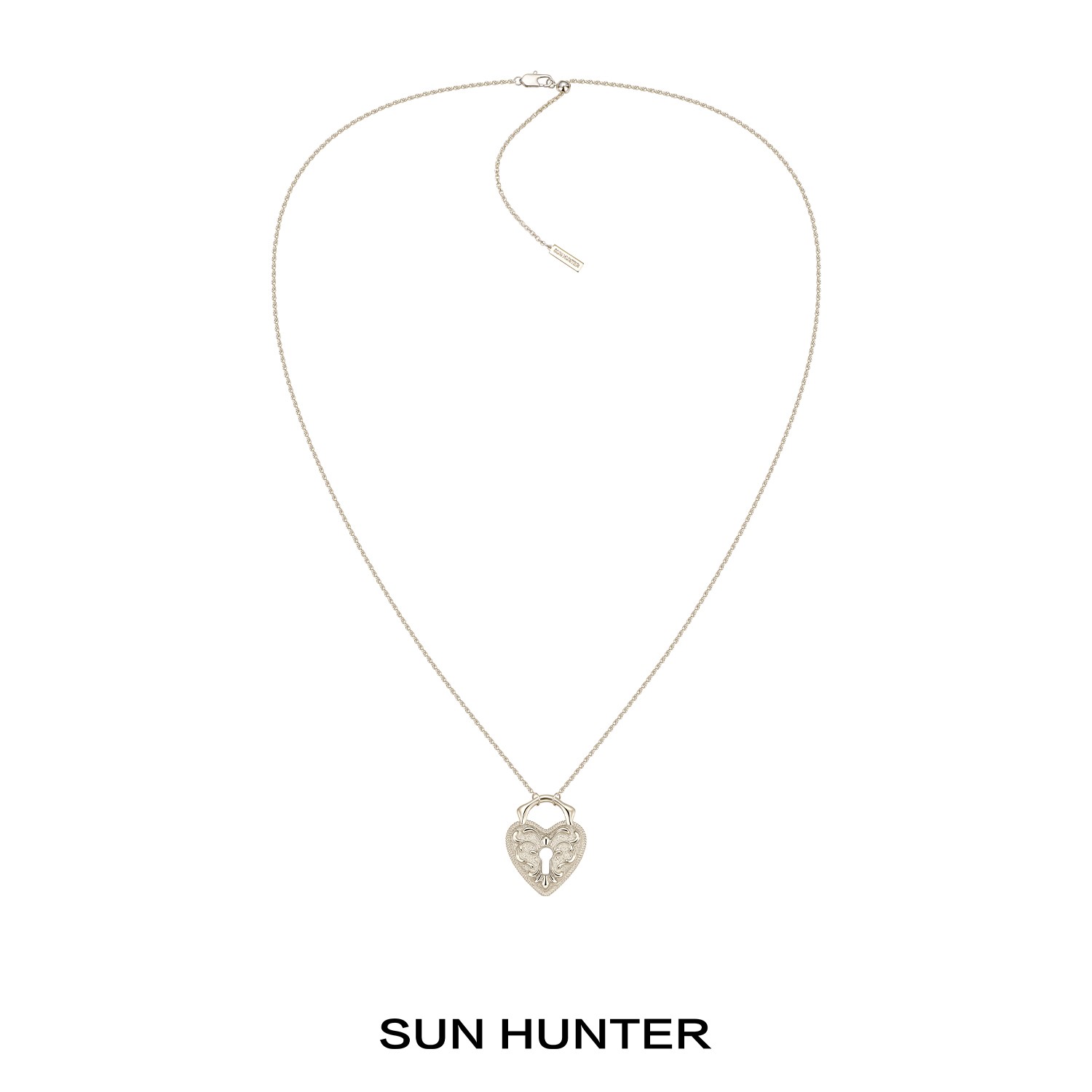 铜合金项链 三横SUN HUNTER「时间诗篇」原创长款浮雕爱心项链