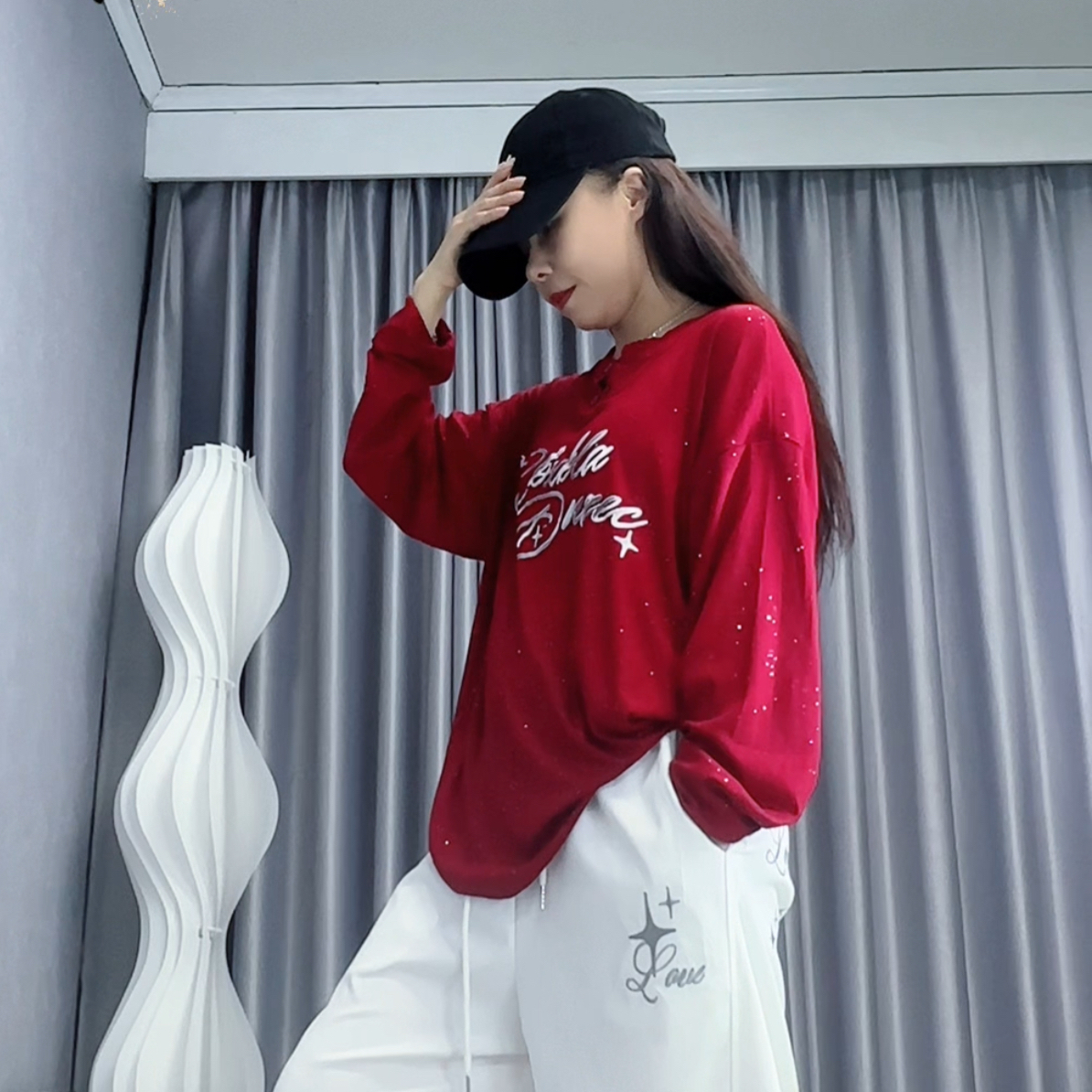 562广场舞曳步舞新款嘻哈宽松显瘦男女同款上衣长袖运动休闲