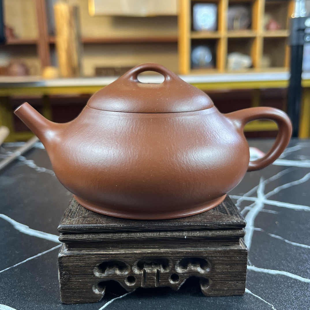 全手工小煤窑朱泥180cc简瓢壶