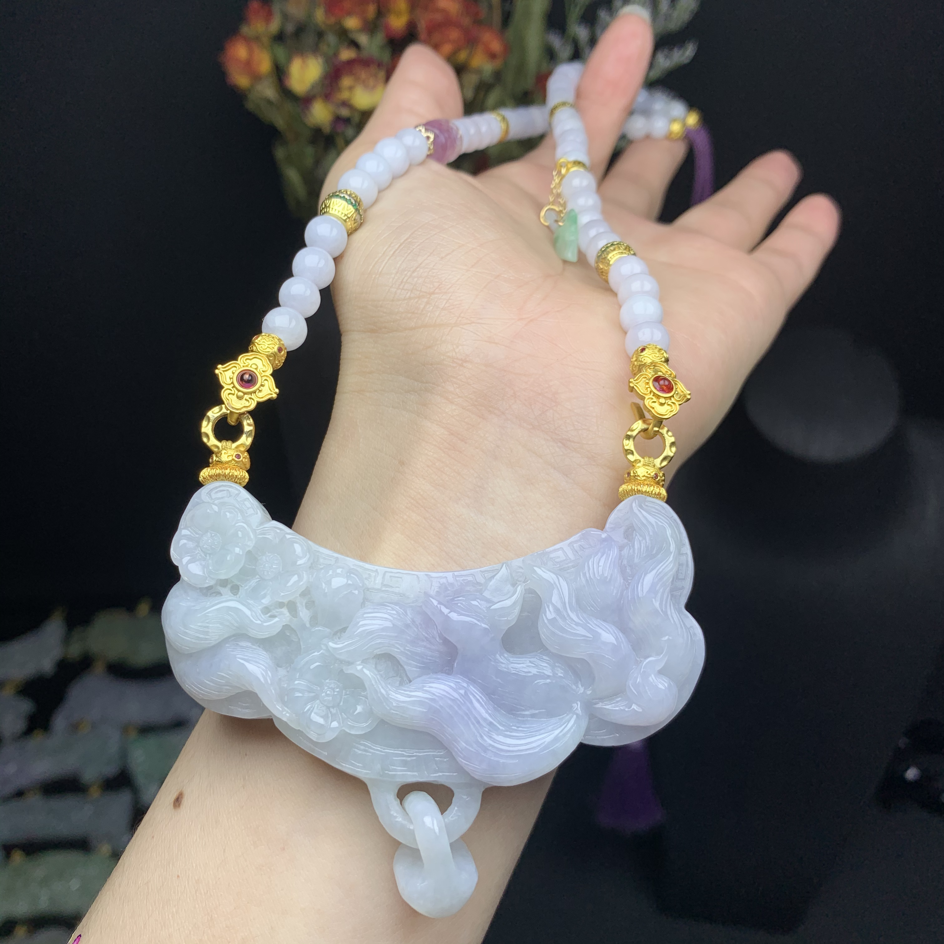 合集—请点开—缅甸翡翠拉环锁牌翡翠拉环锁牌翡翠横长锁牌凤穿牡丹