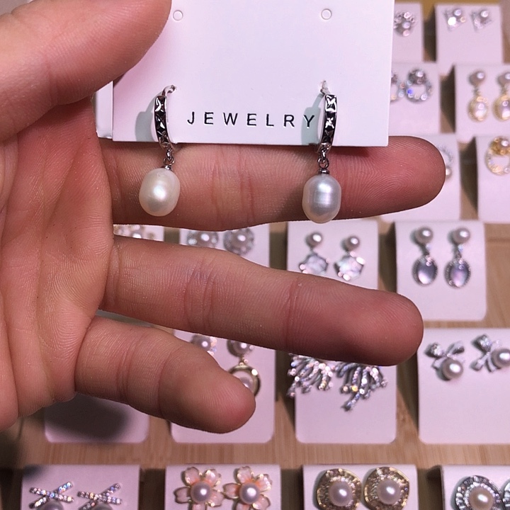 淡水珍珠耳饰银S925镶嵌