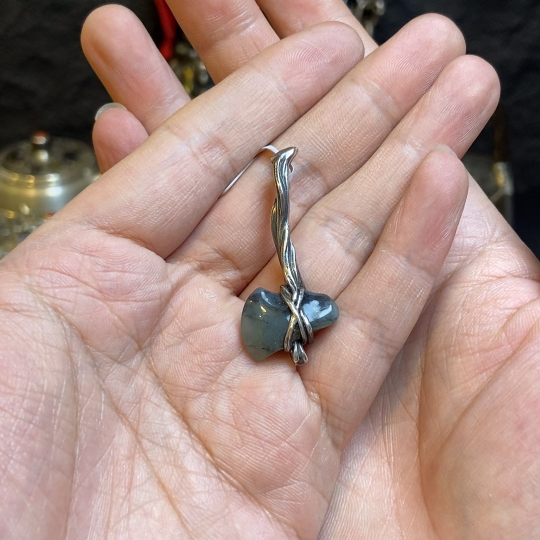 翡翠颈饰银S925镶嵌s925银翡翠饰品