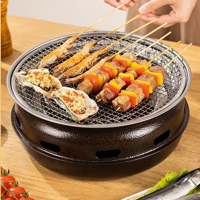 （古铜色围炉送包+炭+烤盘）煮茶烧烤炉烤肉烤火炉套装全套炉子便携