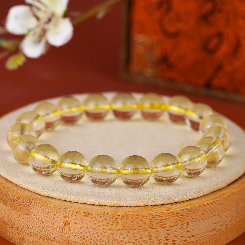 【柠檬黄素圈】天然黄水晶多个尺寸柠檬黄百搭单圈精美手链气质时尚