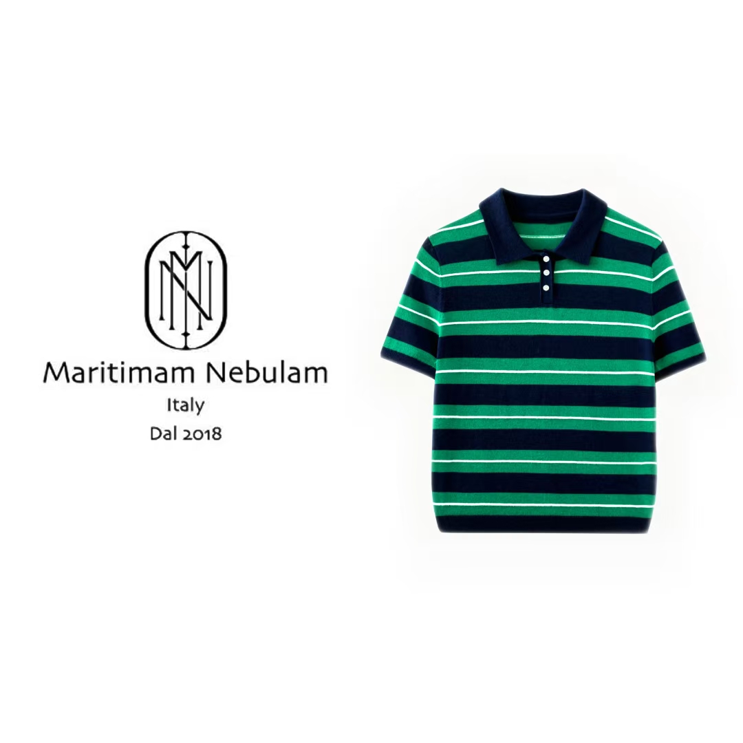 Maritimam Nebulam-【绿森林】复古撞色蚕丝羊毛针织POLO衫 SZ2450