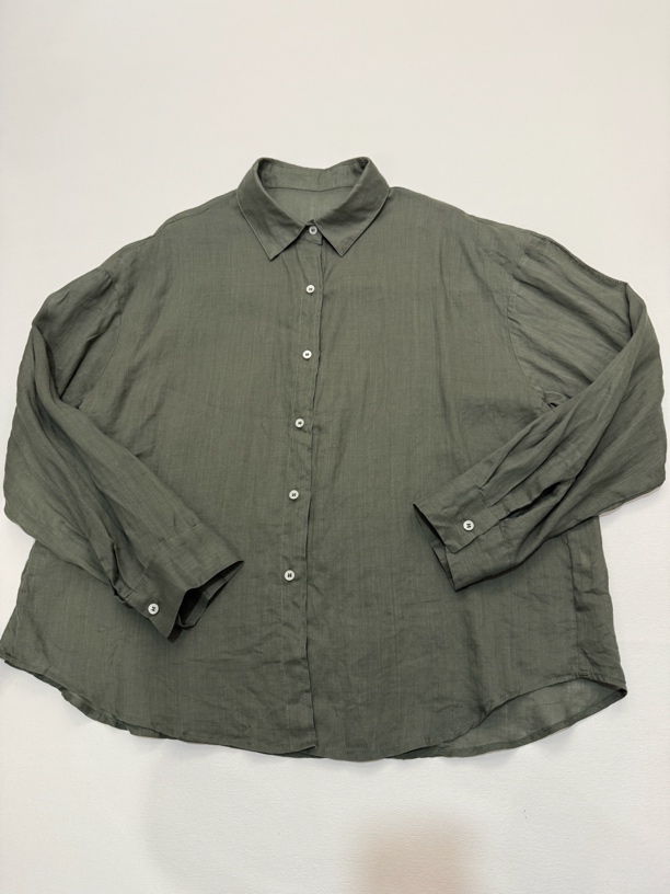 女士极简风文艺气质款长袖麻衬衫