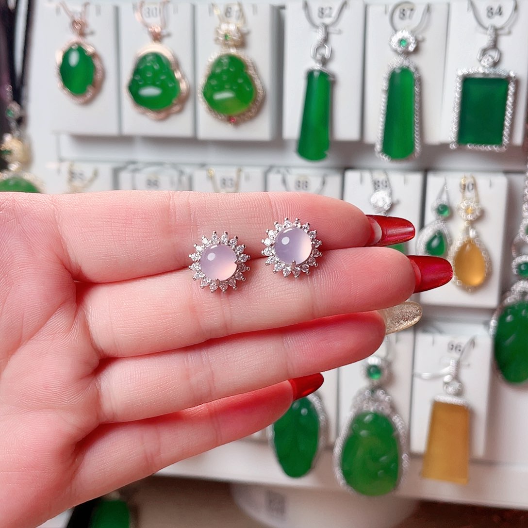 玛瑙/玉髓耳钉未镶嵌