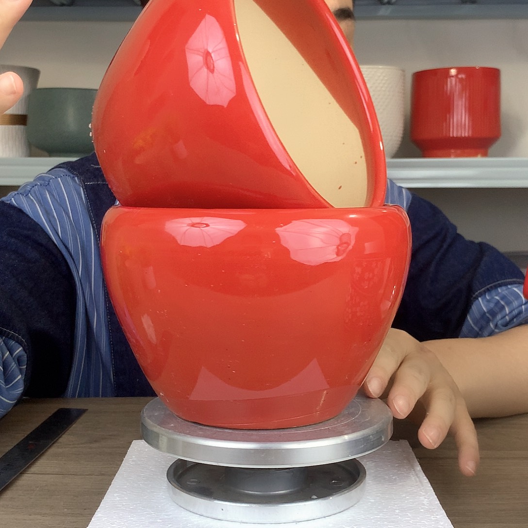 红陶微瑕/红色红苹果16x14两个花盆