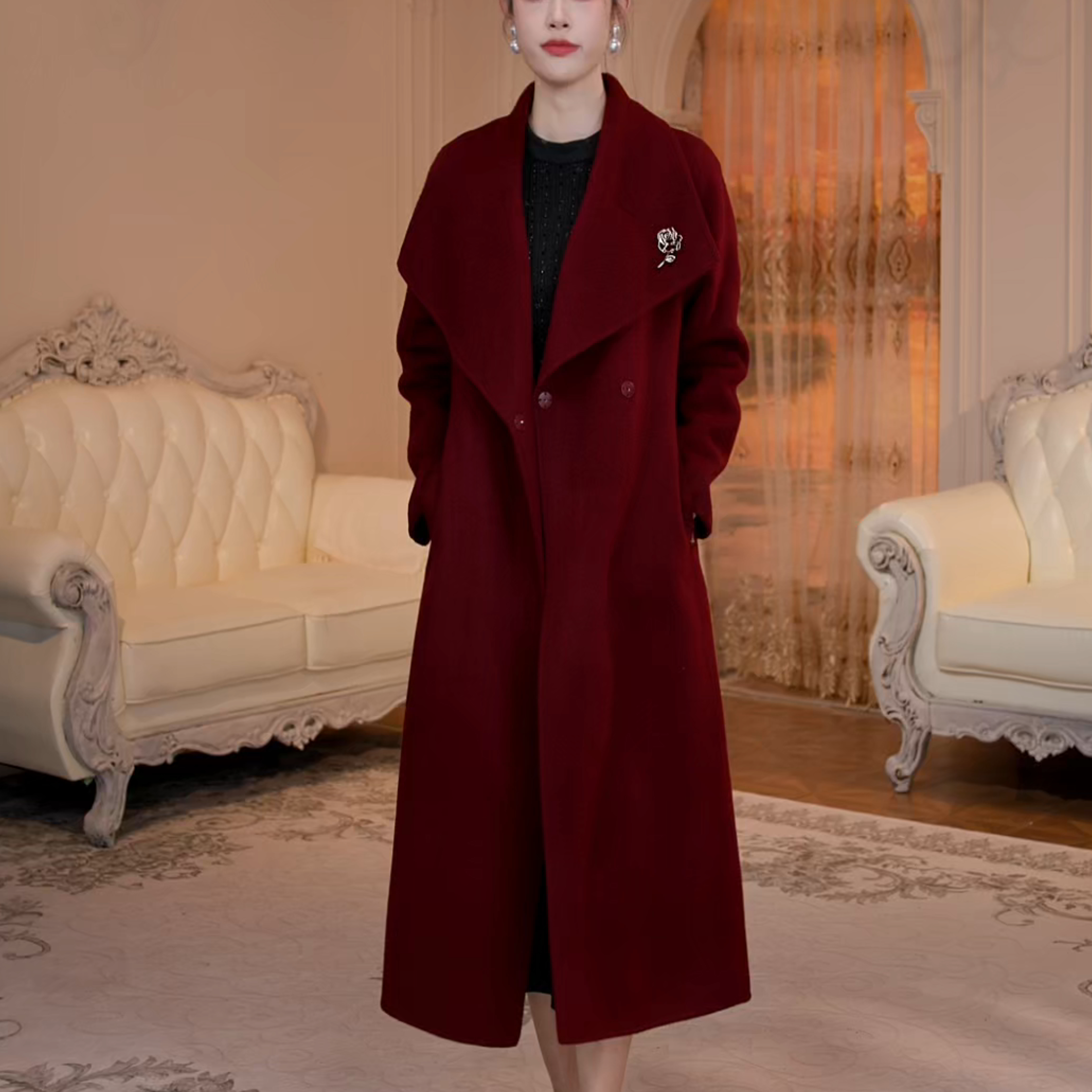 【香妮芬】LX-130秋冬大衣2025新款双面绵羊毛洋气呢服饰松弛感穿搭