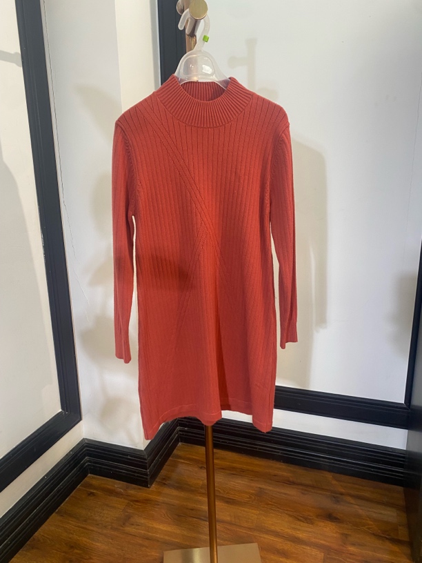 [H6834砖红针织小衫]长袖镂空气质夏季休闲迷彩印花豹纹