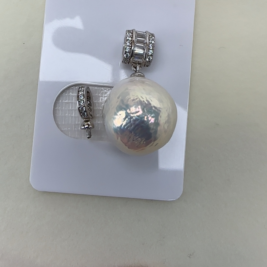 淡水珍珠吊坠(不含链)银S925镶嵌