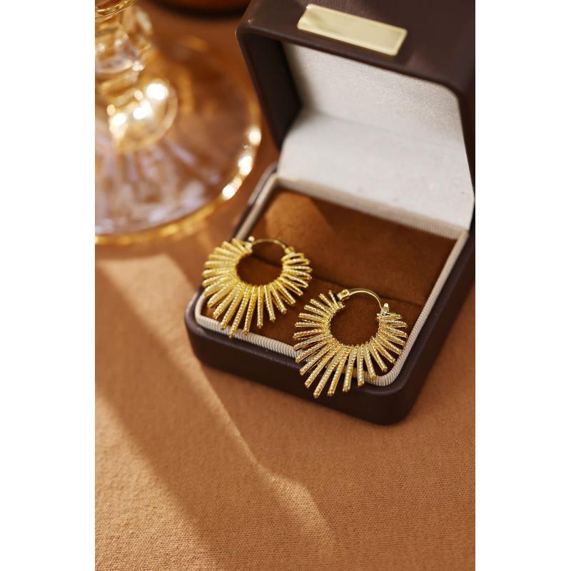 鎏金太阳法式高级感耳环小众设计时尚气质轻奢耳饰234
