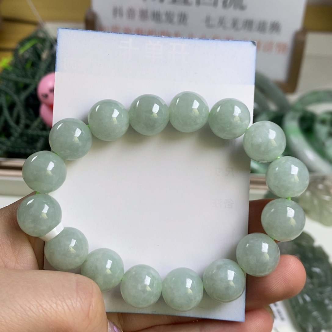 翡翠未镶嵌颈饰1翡翠A货手串约12mm➕