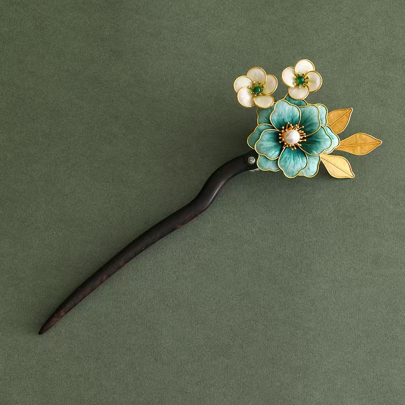 【绿海棠】绒花手工发簪