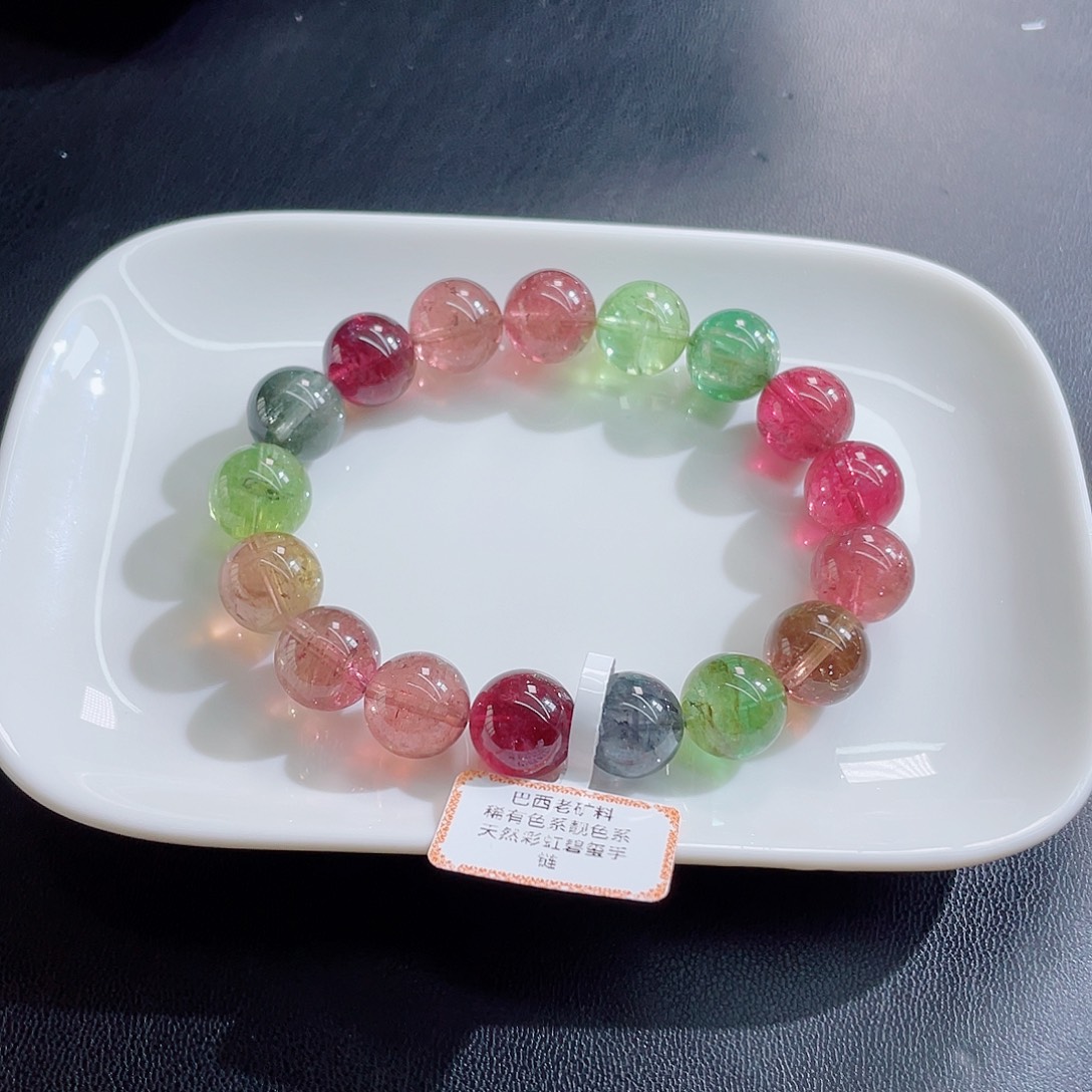 碧玺未镶嵌手链12mm左右