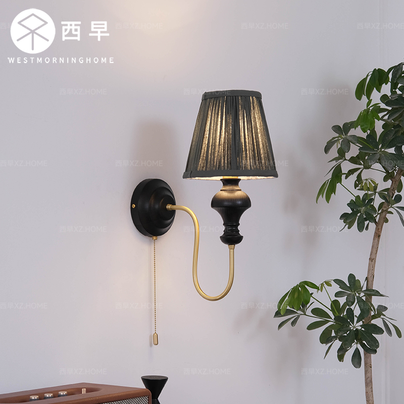 法式复古主卧室床头壁灯高级感中古设计师楼梯过道拉线开关氛围灯