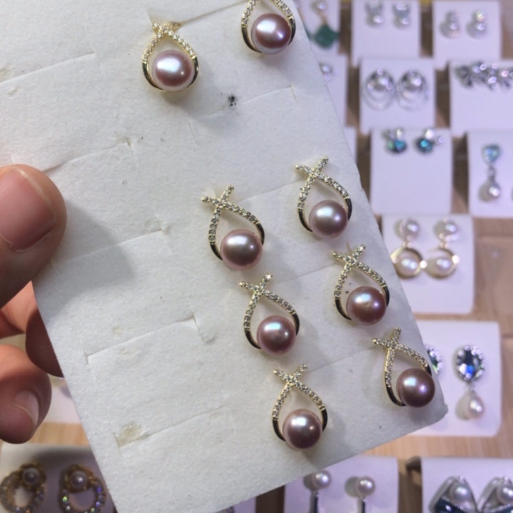 淡水珍珠耳饰银S925镶嵌