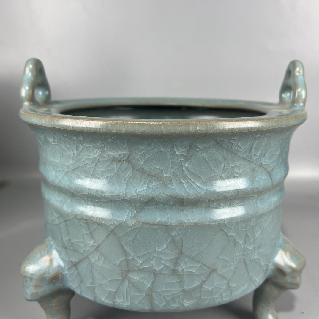 手工制作陶瓷摆件冰裂纹青瓷工艺品
