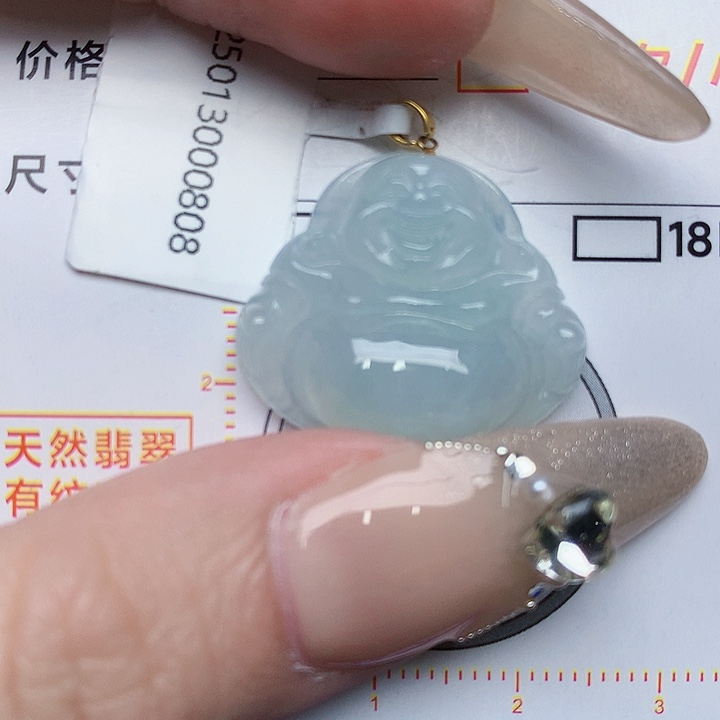 翡翠颈饰18K金镶嵌佛公