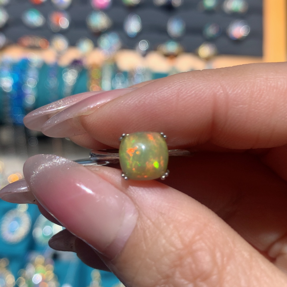 欧泊戒指银S925镶嵌福利