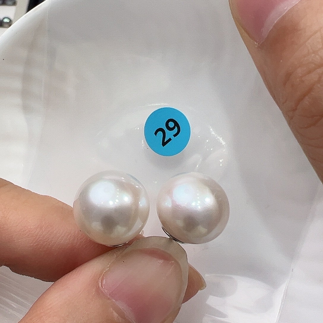 银S925镶嵌淡水珍珠耳饰