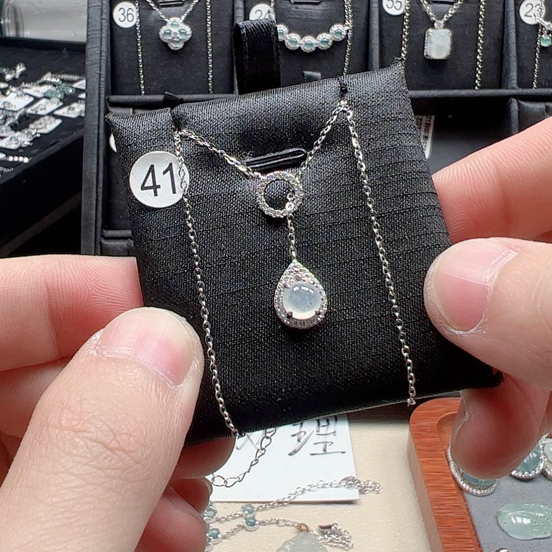 翡翠手链银S925镶嵌天然翡翠