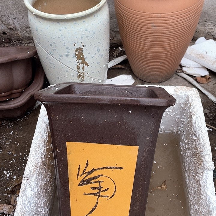 紫砂21黄四方花盆花盆