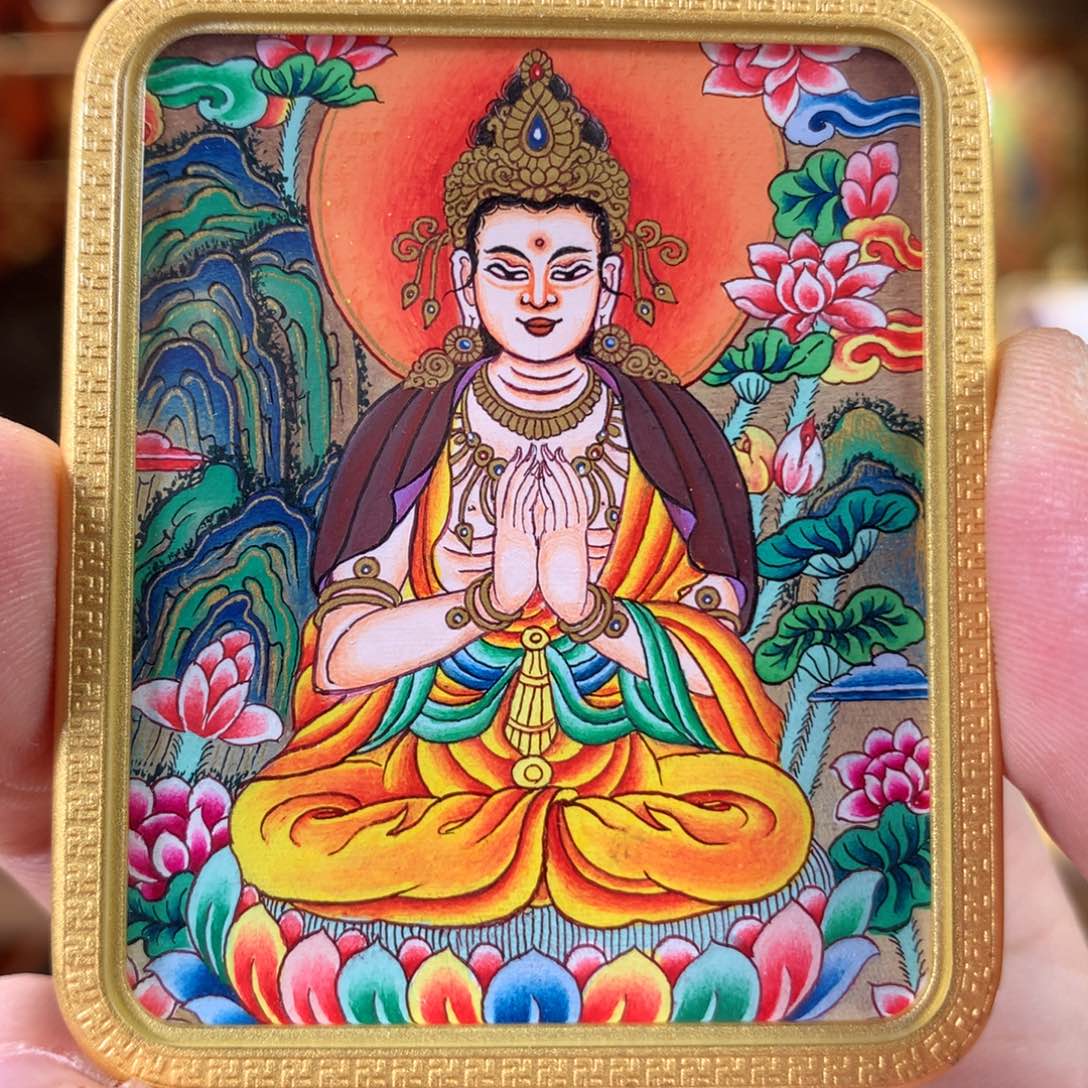 吊坠没**果热贡纯手绘唐卡观音作品