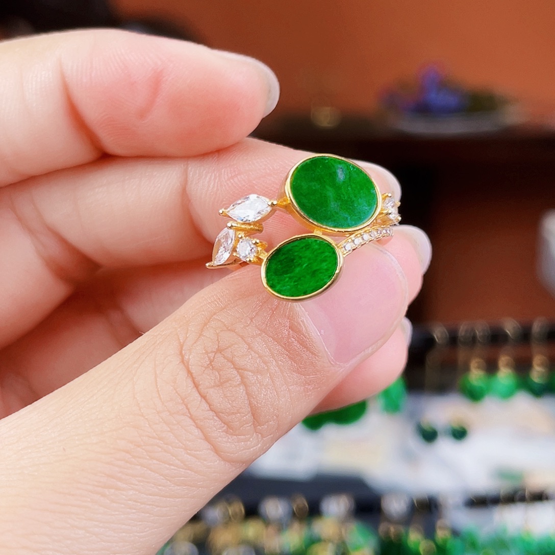 翡翠银S925镶嵌耳饰