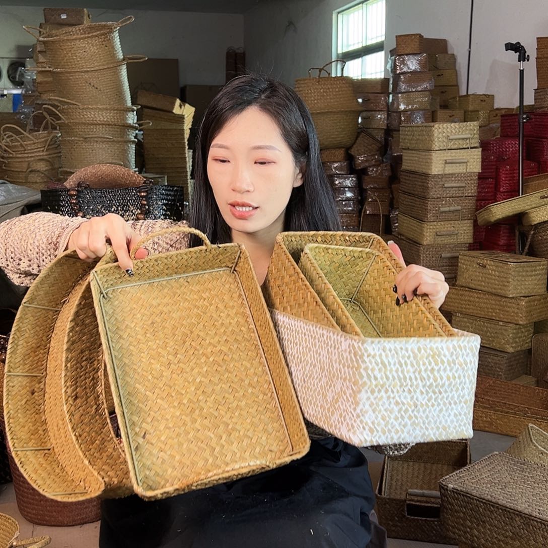 草编草编包/草编收纳盒带瑕疵