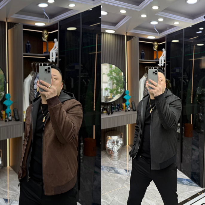 【三叔·高奢】时尚男士双层领可拆卸门襟休闲羽绒服外套 8898