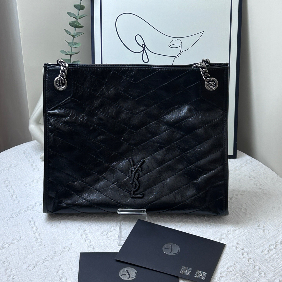 95新 YSL/圣罗兰 黑银niki托特 24年/JW5478