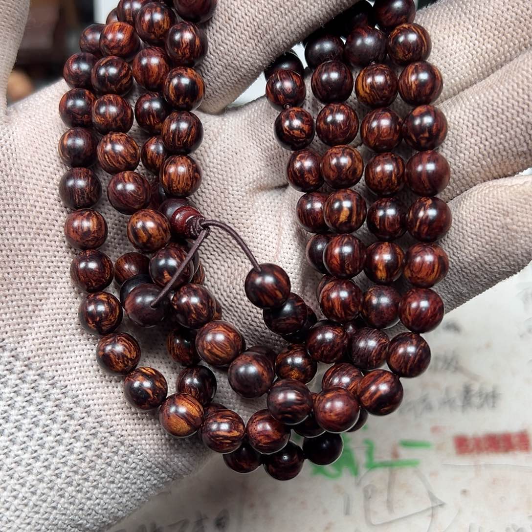 藤类海南红降08-108圆珠黑金收藏