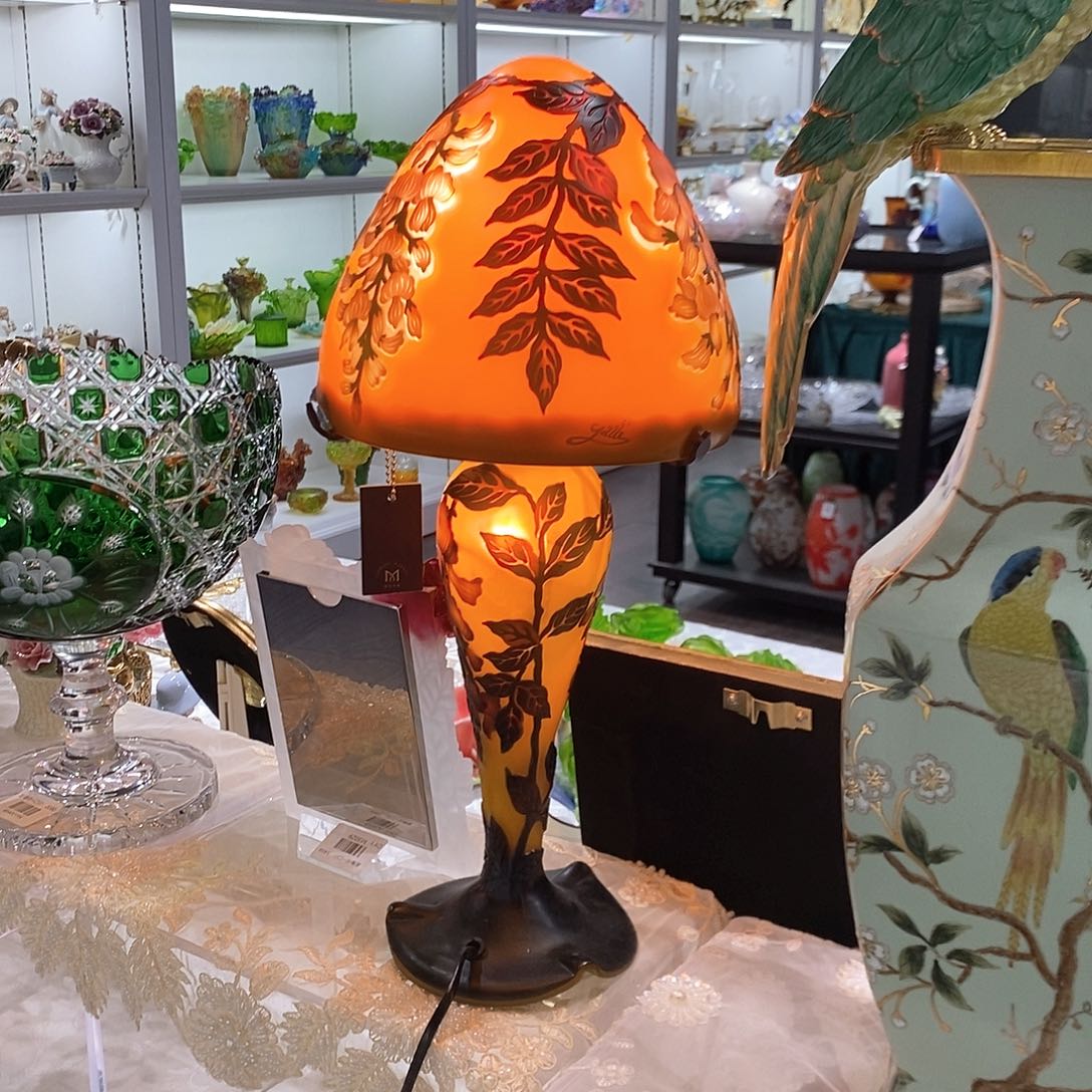 摆件F6043老料琉璃格雷台灯