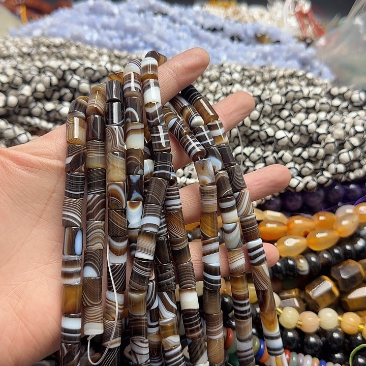 玛瑙/玉髓未镶嵌珠宝半成品一条8x12mm蚕丝玛瑙