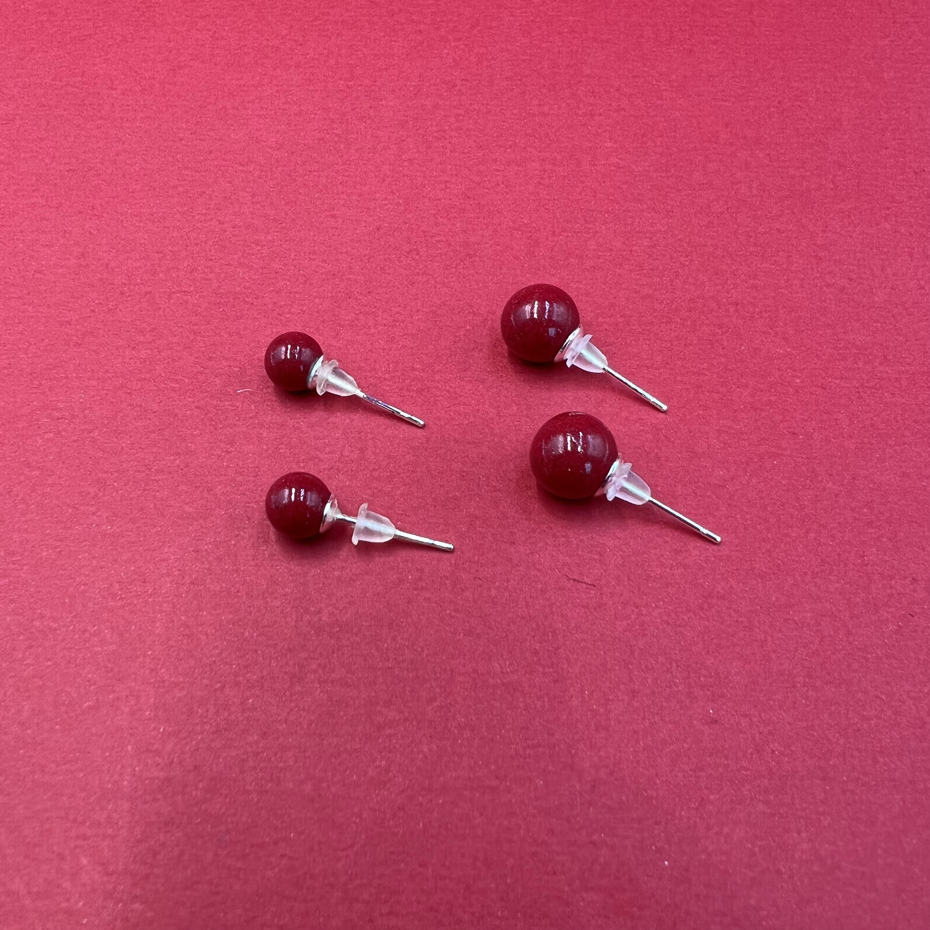 含辰砂工艺品天然晶粉砂耳钉保真正品高含量耳钉纯银朱砂耳饰