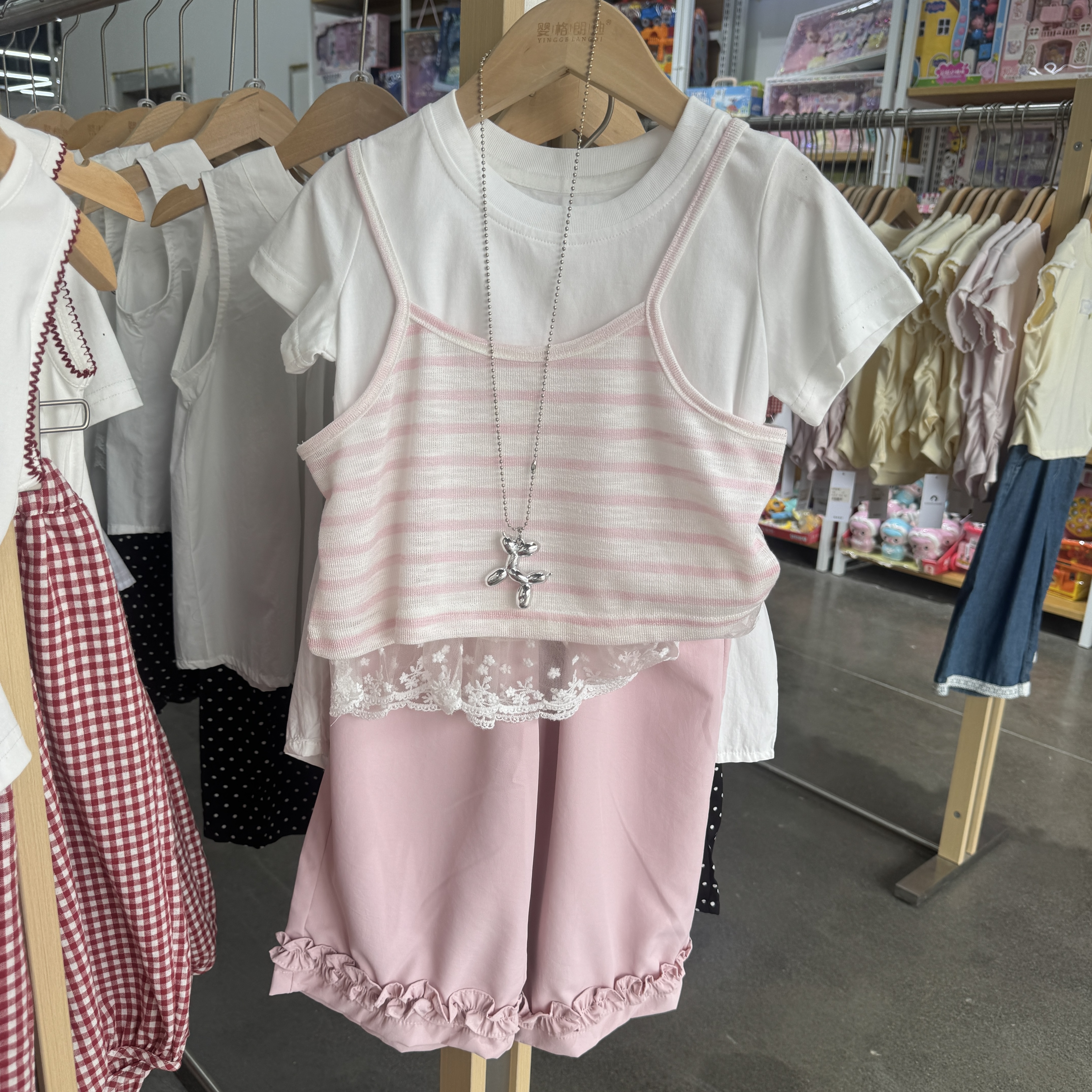 婴格朗迪2593女童淑女风三件套套装夏