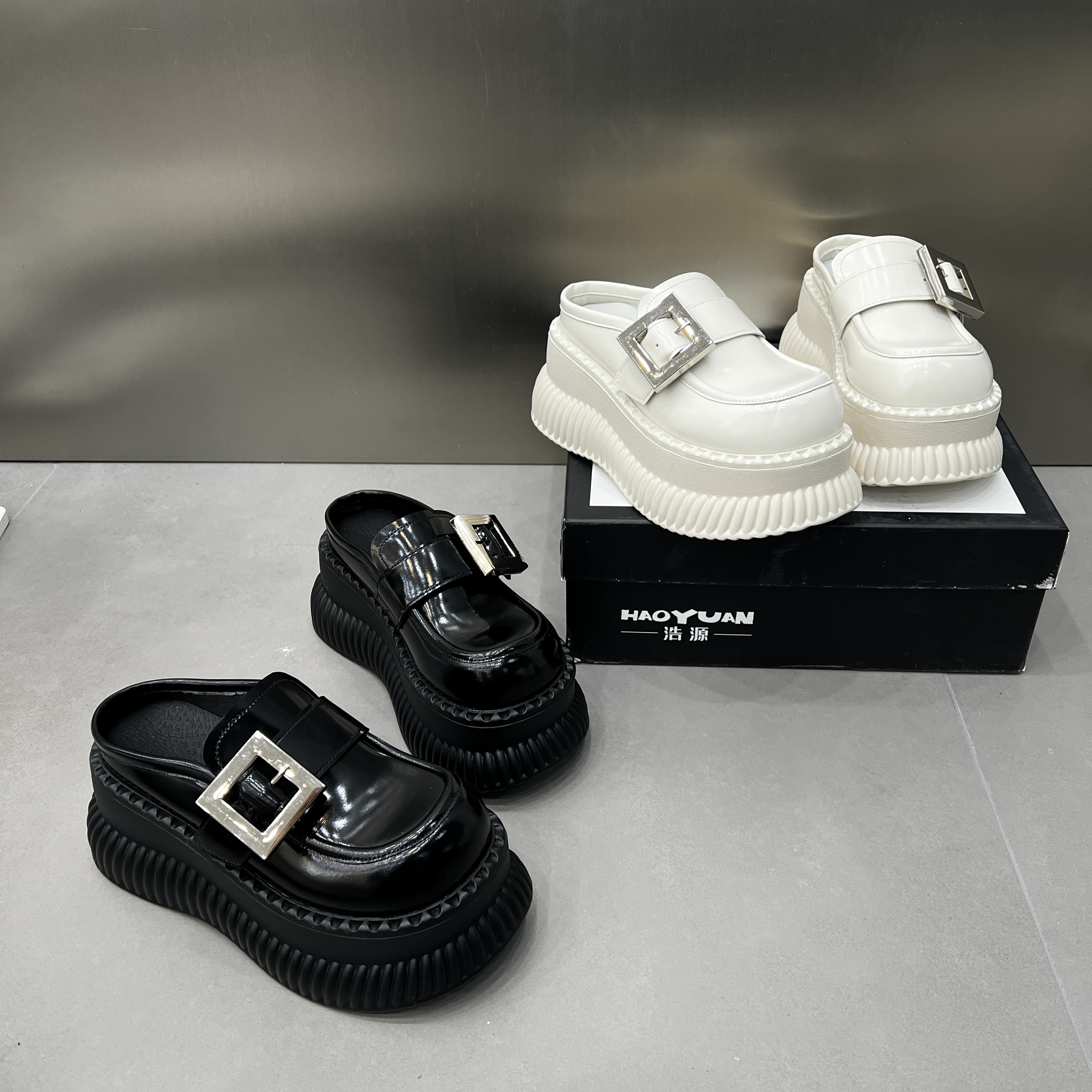 时尚休闲百搭夏季春季春夏厚底圆头半托松糕底韩版英伦风网红