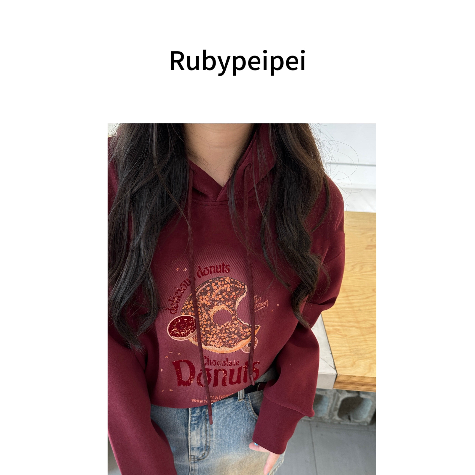 【Ruby佩】新品秋季长袖连帽卡通甜甜圈图案卫衣