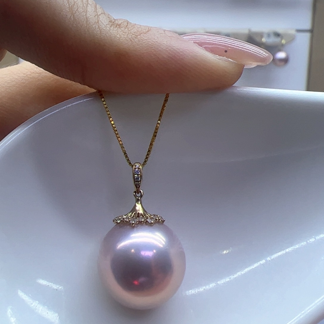 淡水珍珠吊坠(赠链)18K金镶嵌