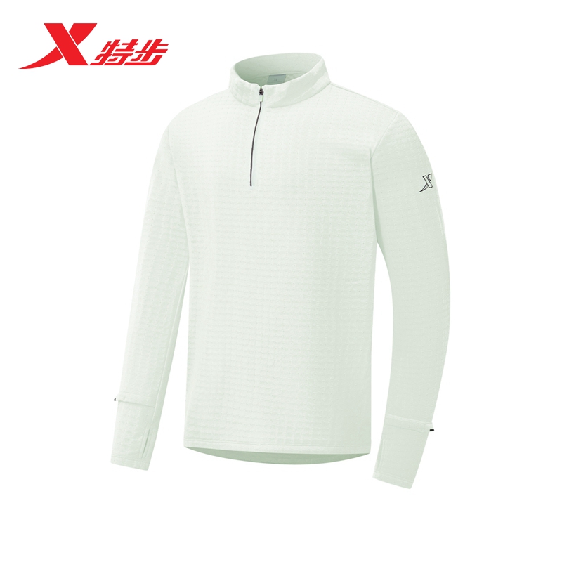 特步男子新款跑步长袖户外保暖T恤通勤运动舒适健身登山微弹透气