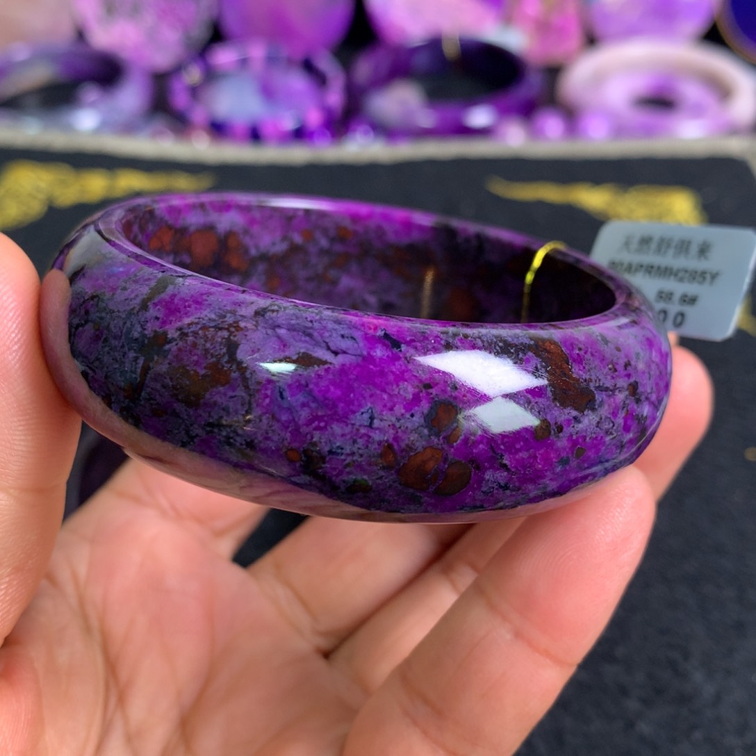 未镶嵌苏纪石（舒俱来）宽版桃红樱花手镯58+