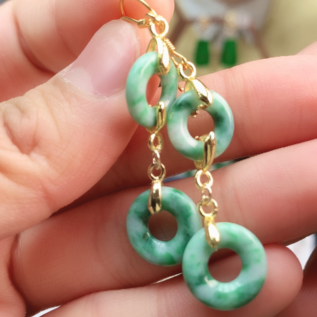 翡翠耳饰银S925镶嵌耳饰