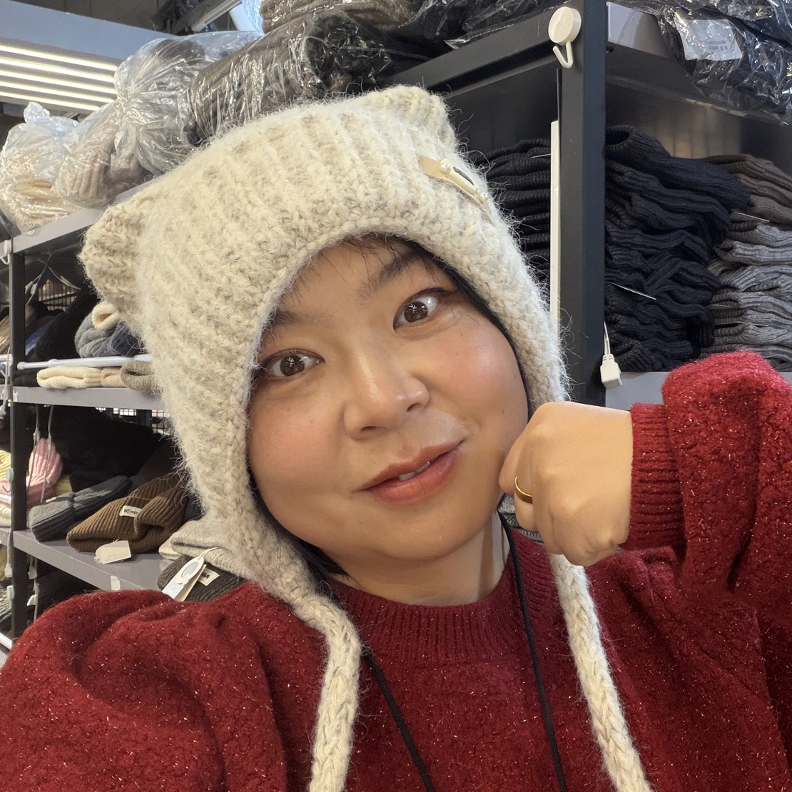 秋冬可爱针织猫耳包头帽保暖百搭显脸小